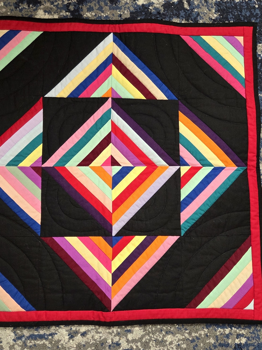 Handmade Multicolor Chevron Patchwork Quilt Wall Decor  25×25 in